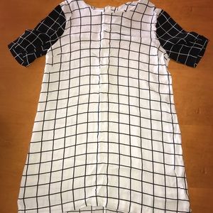 white and black plaid dress